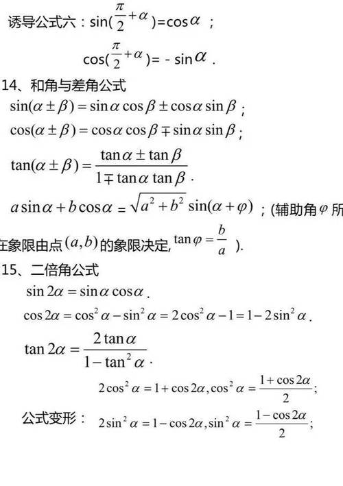 高中数学中的点乘公式汇总