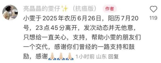 抗癌网红雯仔离世，两年前勇闯985高校的生命之旅终告落幕