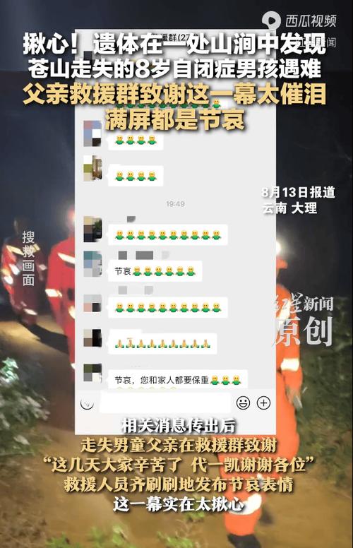 遇难男童父亲在救援群表达感谢，群内充满哀悼之情标题，救援群内凝聚哀悼之力，遇难男童父亲致谢表达感激之情