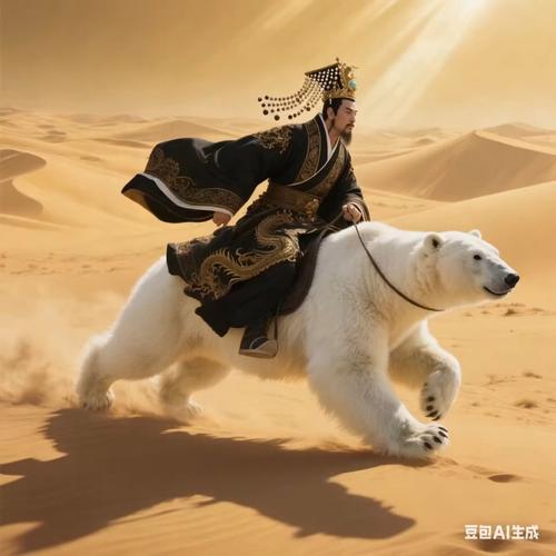 AI特效下的秦始皇与北极熊疯狂相遇，时空穿越的震撼瞬间