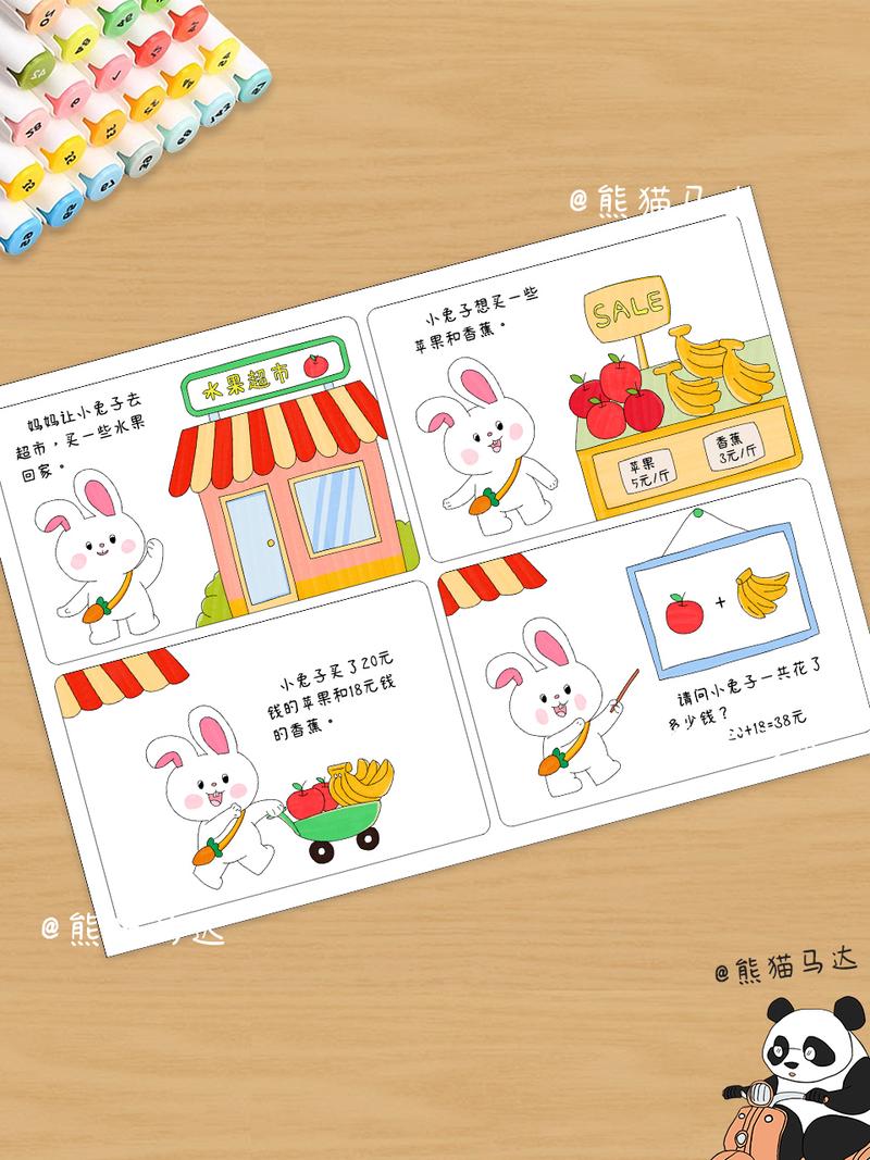 如何为小学生绘制数学四联画？