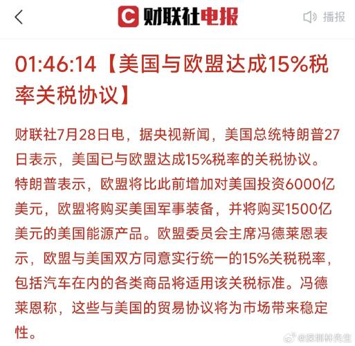 美国与欧盟达成贸易协定框架共识，开启新贸易时代篇章