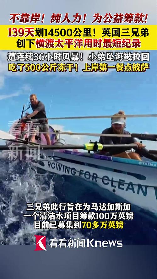 英国三兄弟徒手划船139天勇渡太平洋