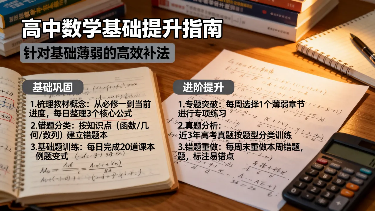 如何提高高中数学成绩，数学基础差怎么补效果好？