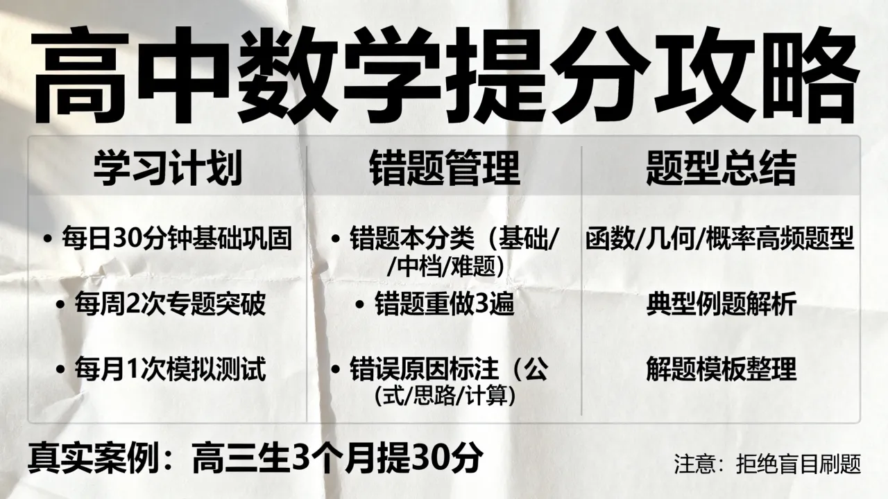 如何提高高中数学成绩？数学提分最快的方法是什么