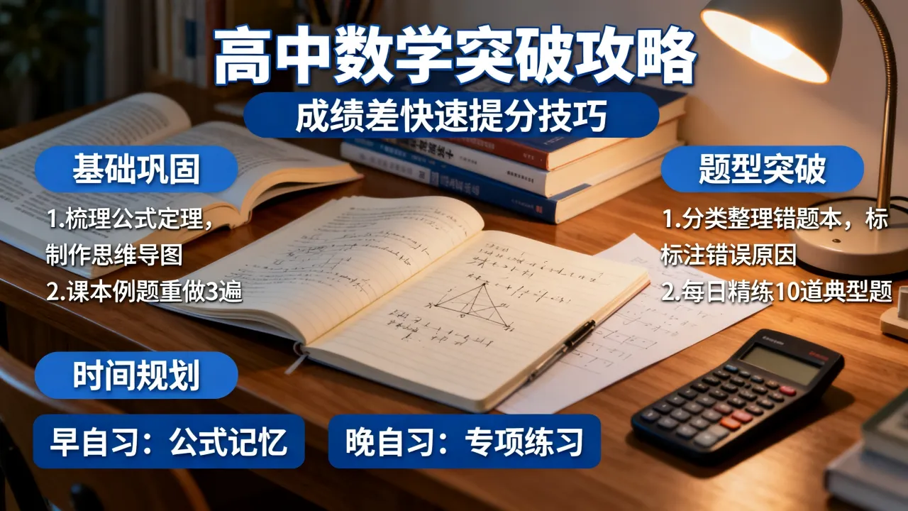 高中数学如何突破?成绩差怎么快速提分,有哪些学习技巧