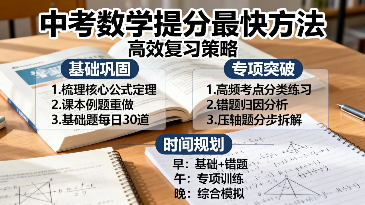 中考前如何复习数学，数学提分最快的方法是什么？