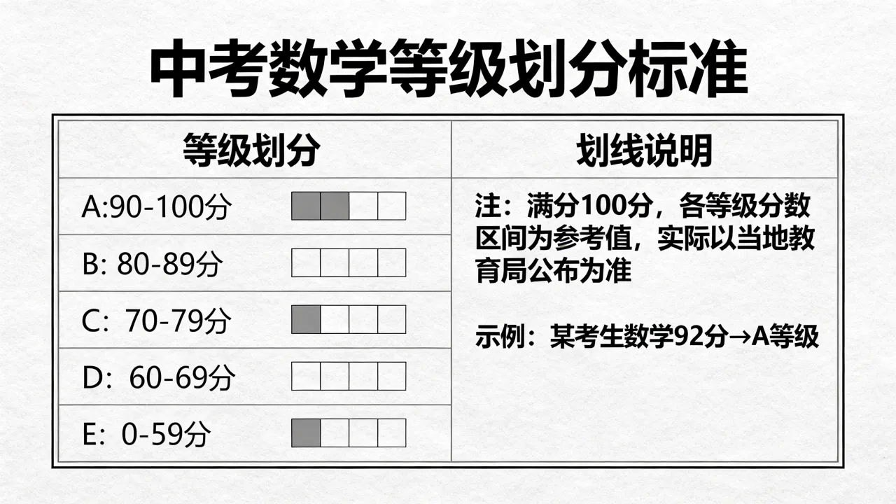 中考数学A如何划线，各等级划分标准是什么