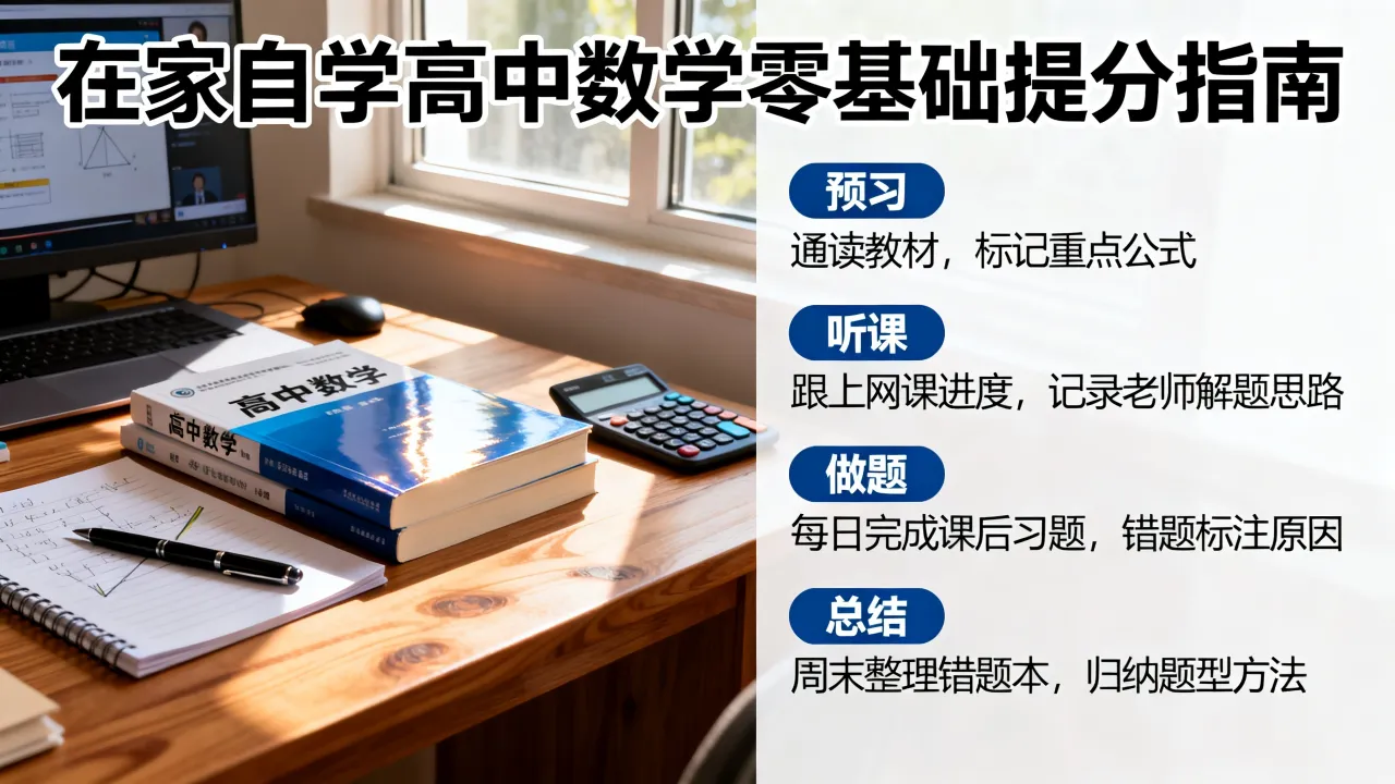 在家如何自学高中数学，零基础提高成绩有什么方法