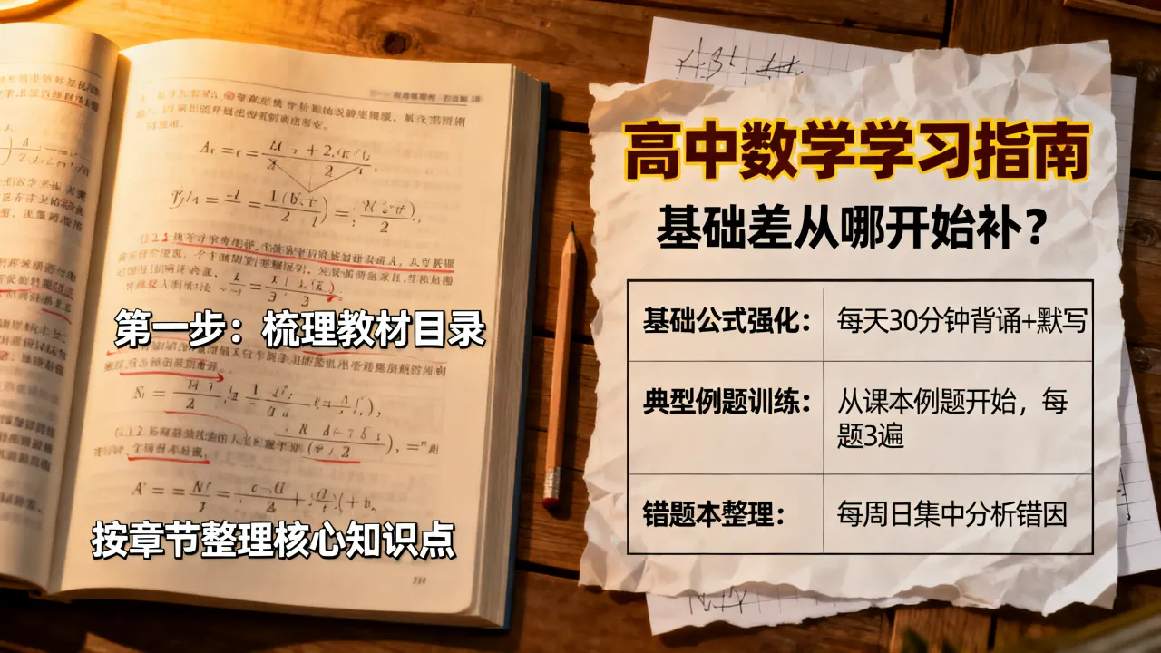 如何学好高中数学书，高中数学基础差从哪开始补？