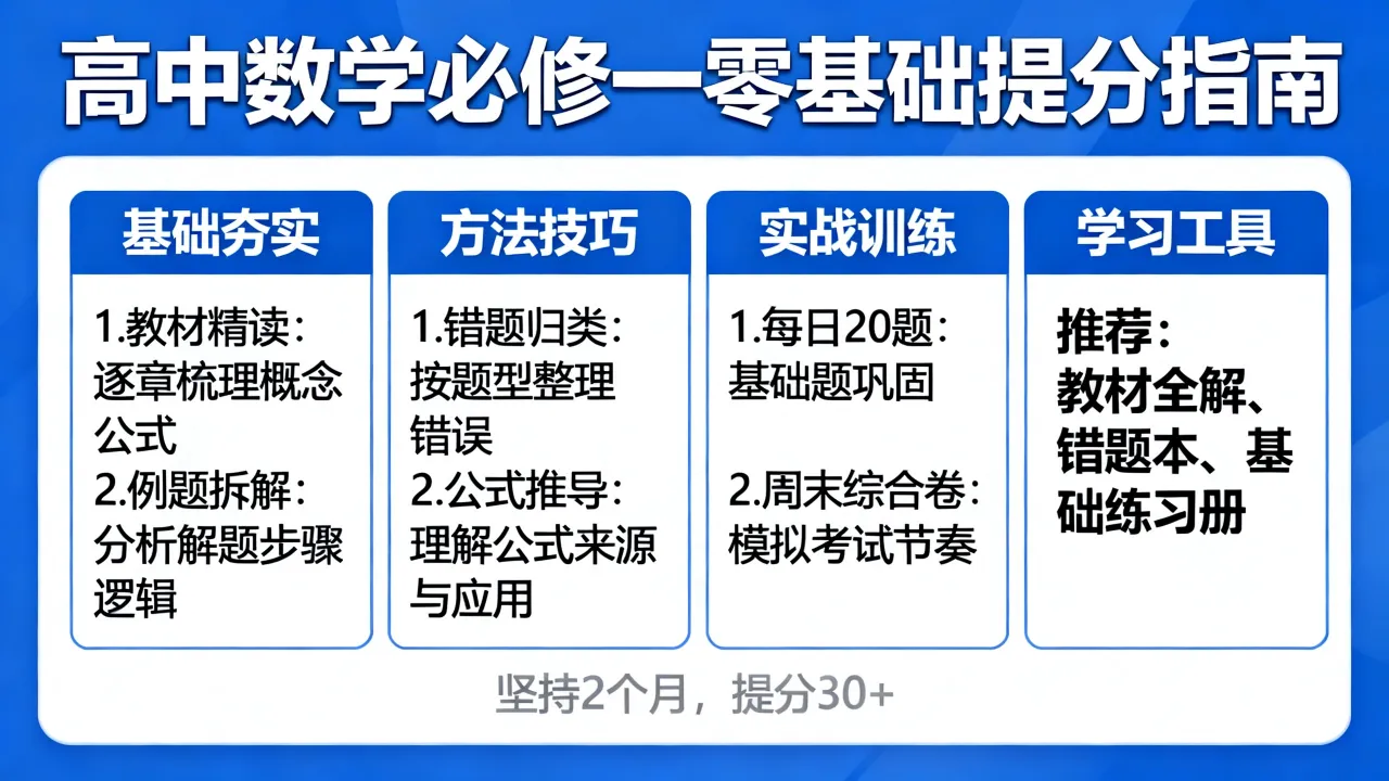 高中数学必修一如何学，零基础提分有什么技巧？