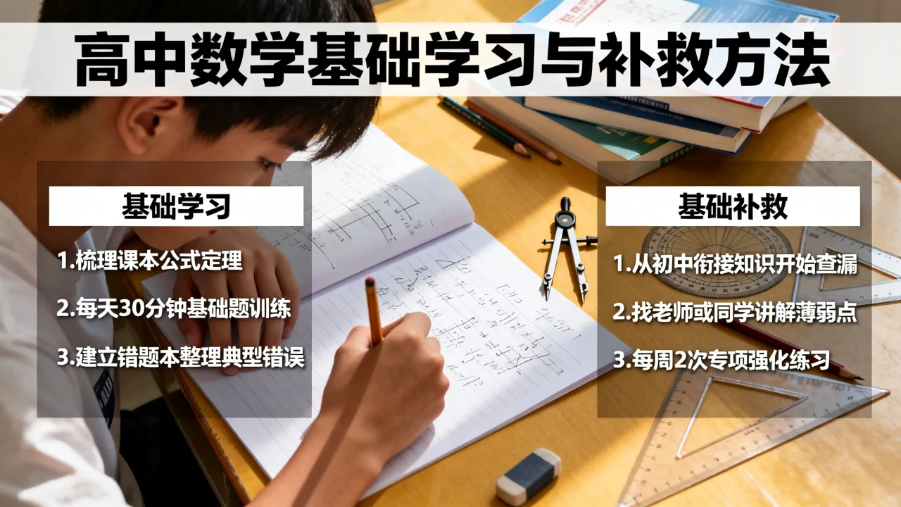 如何学好高中数学基础，数学基础差用什么方法补救？