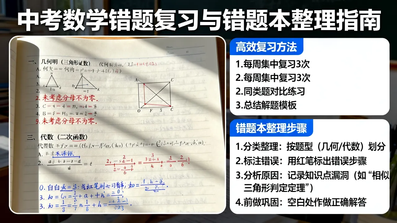 中考数学错题复习怎么最有效,错题本整理方法有哪些?