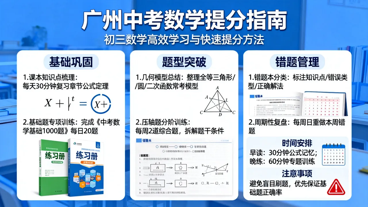广州中考数学如何学好,初三数学提分最快方法有哪些?
