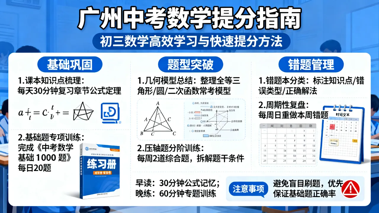 广州中考数学如何学好,初三数学提分最快方法有哪些?