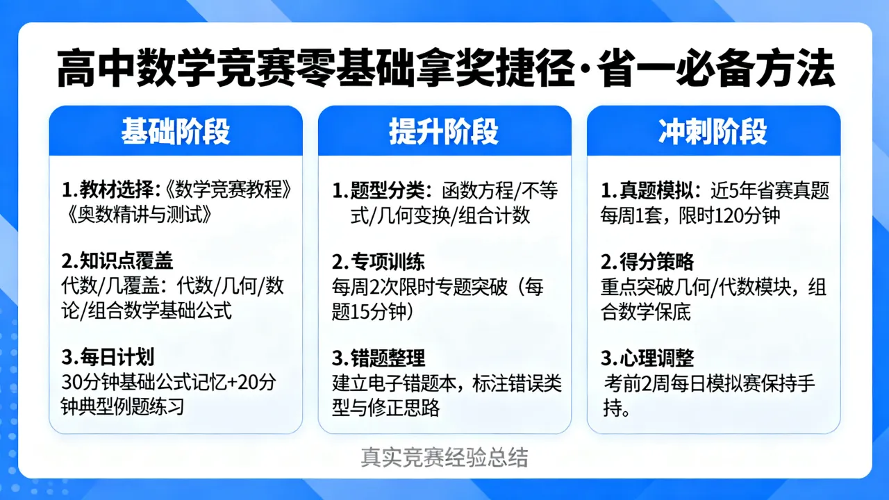 高中数学竞赛怎么准备？零基础拿奖捷径，省一必备方法