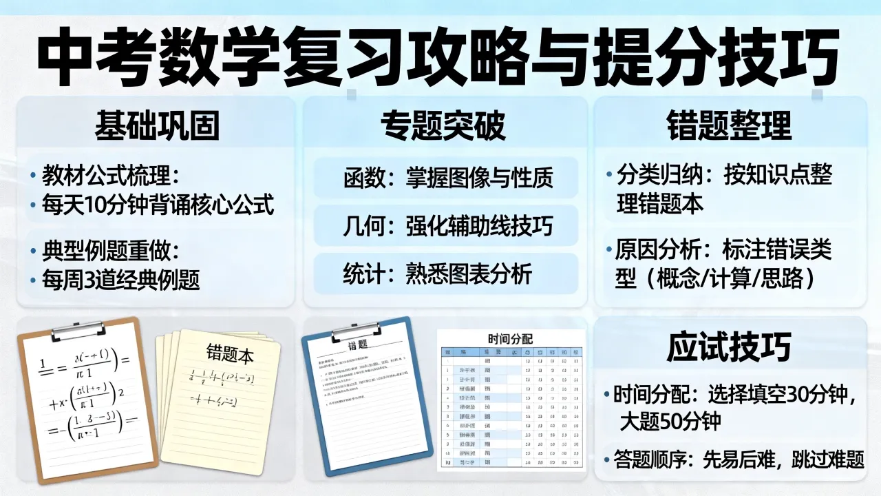 中考数学应如何复习，中考数学快速提分技巧有哪些？