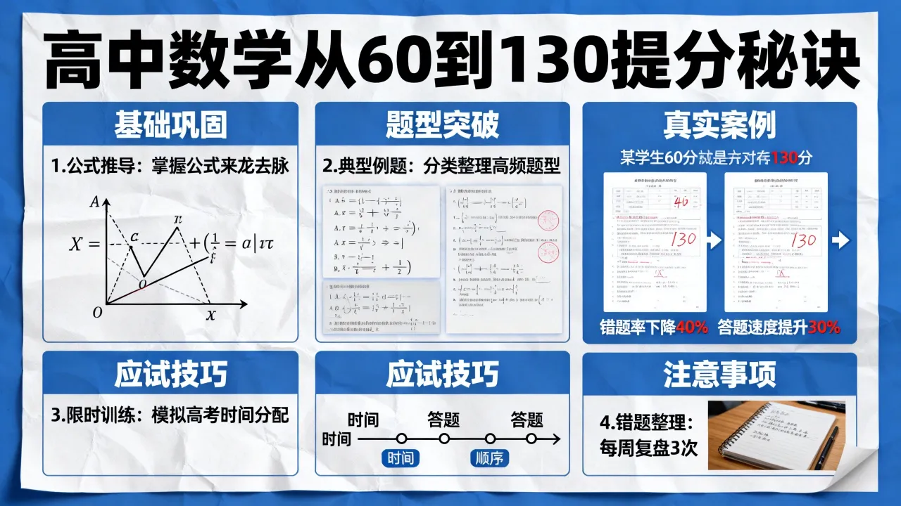 高中数学如何从60到130，数学提分秘诀是什么