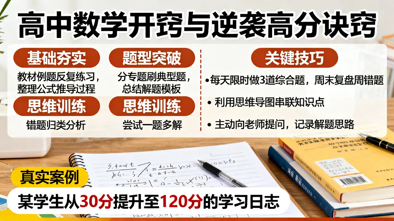 高中数学如何开窍，零基础逆袭高分有哪些诀窍？