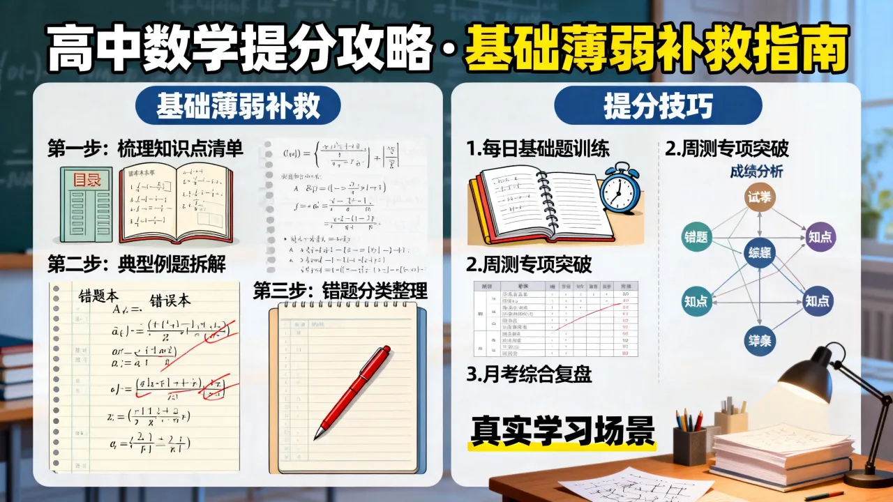 高中数学差如何提分，数学基础薄弱怎么补救
