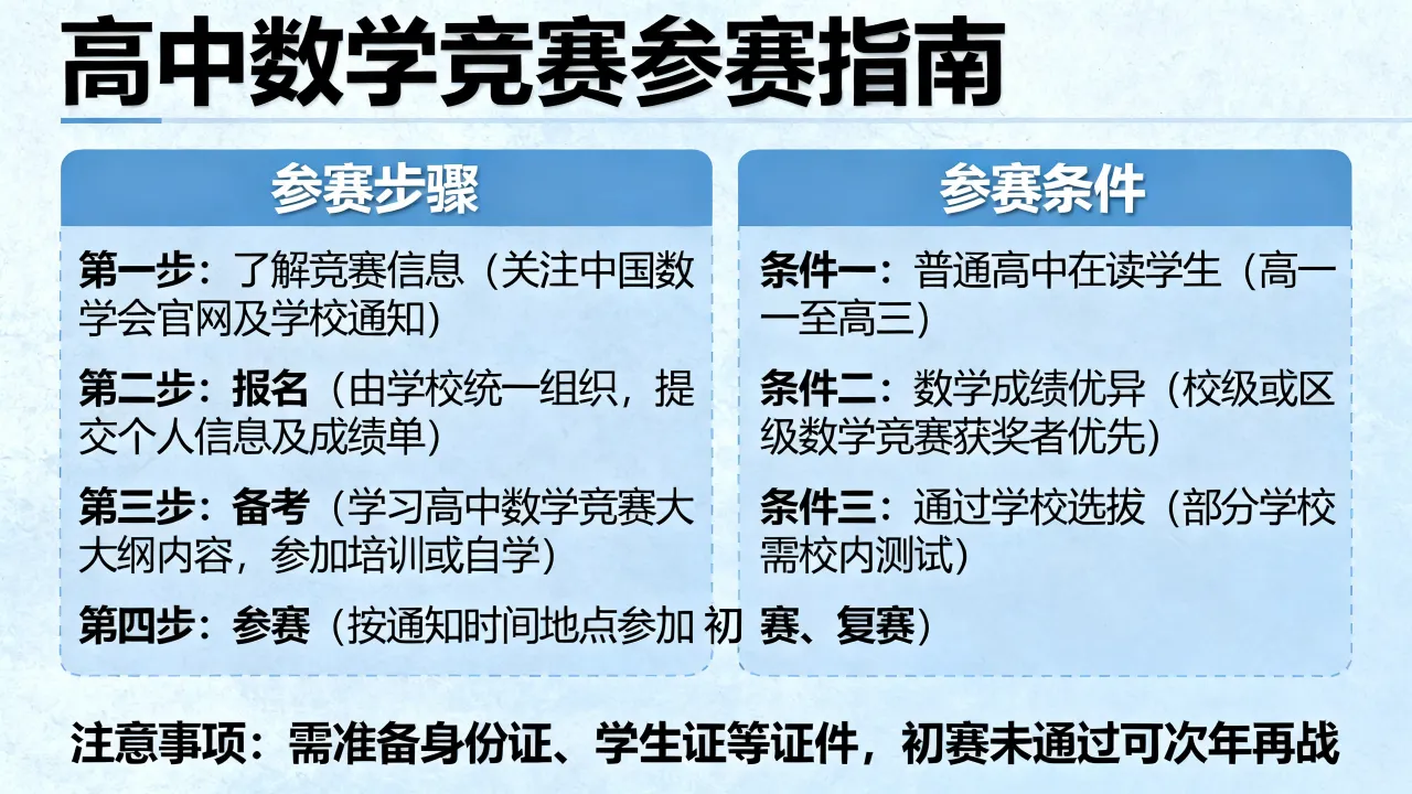 如何参加高中数学竞赛，需要什么条件？