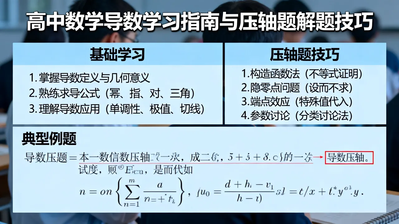 如何学好高中数学导数，导数压轴题解题技巧有哪些？