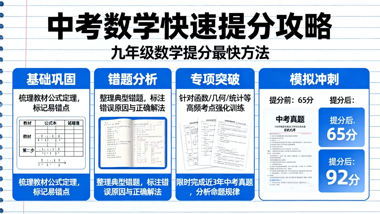 中考数学如何快速提分，九年级数学提分最快方法