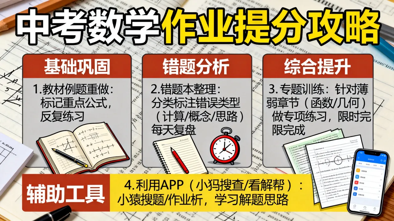 如何学会中考数学作业？中考数学作业不会做怎么提分？