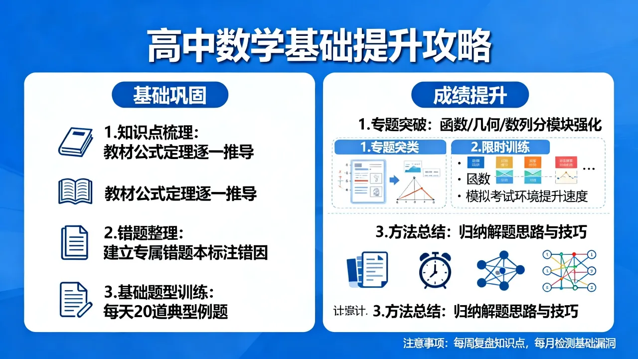 高中数学如何打好基础？数学基础差，怎么快速提高成绩？