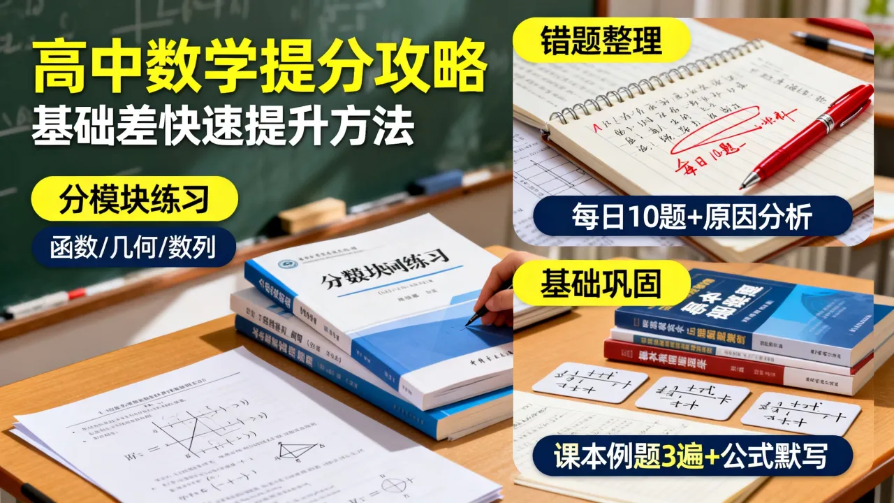 如何练习高中数学，数学基础差怎么快速提分？