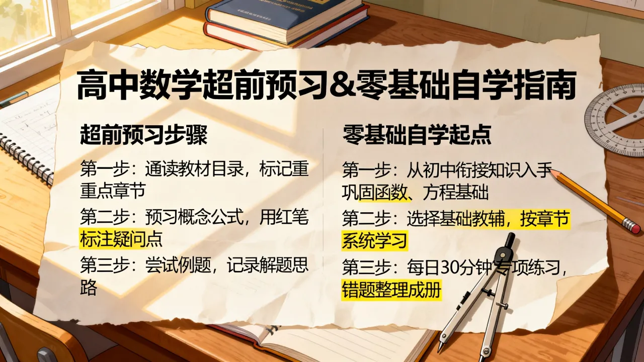 高中数学如何超前预习，零基础自学从哪开始