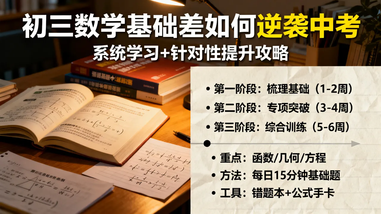 如何打好数学基础中考，初三数学基础差还有救吗？