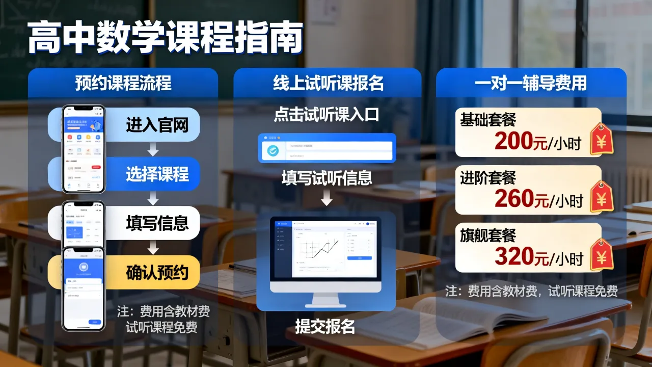 高中数学如何预约课程？线上试听课怎么报名，一对一辅导费用多少