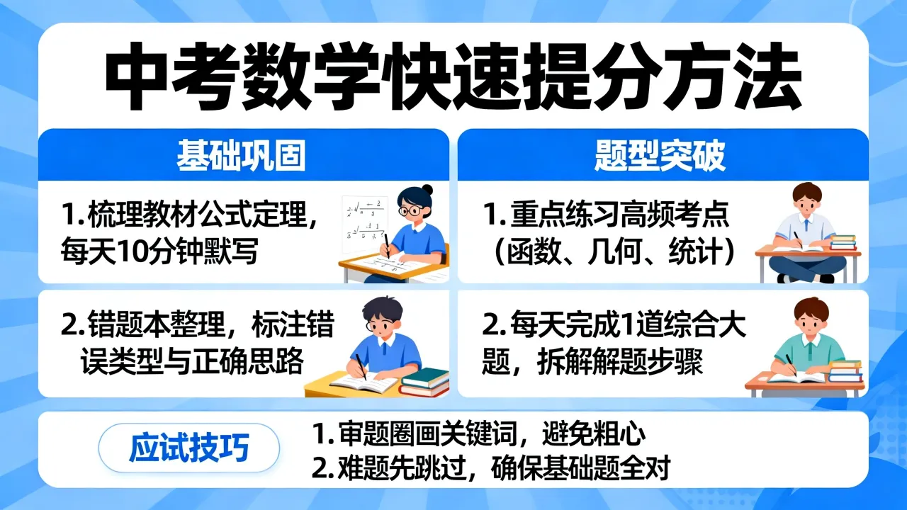 临近中考数学如何多考，数学快速提分方法有哪些？