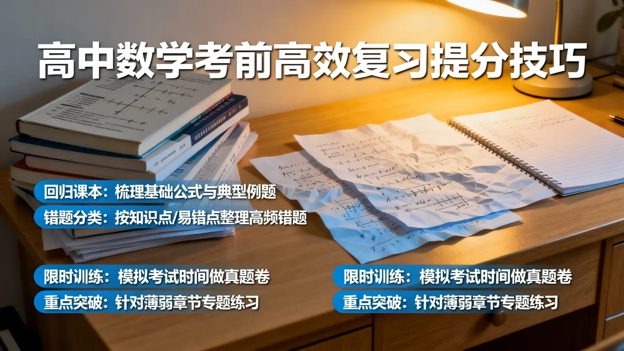 高中考前如何复习数学，有什么高效提分技巧？