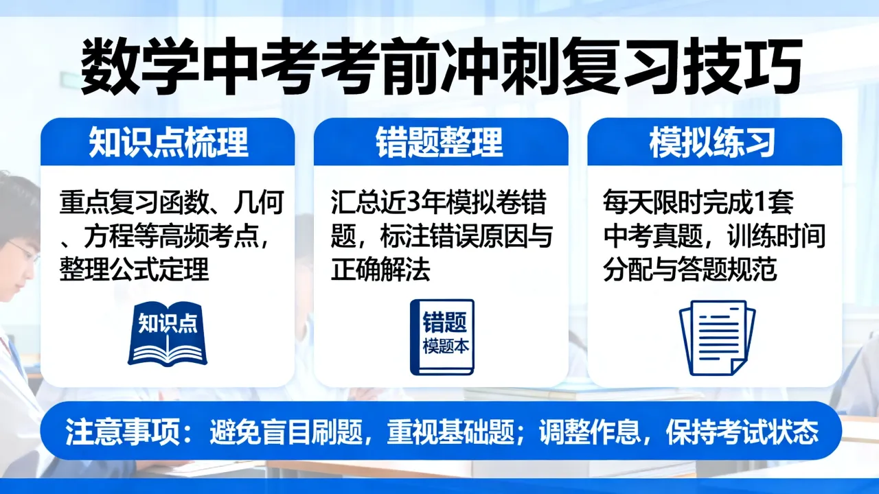 如何进行数学中考，数学考前冲刺复习技巧有哪些？