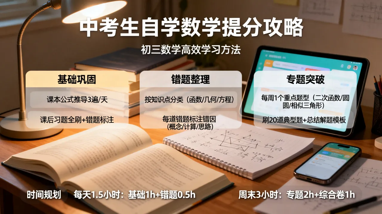 中考生如何自学数学,初三数学提分最快的学习方法有哪些?