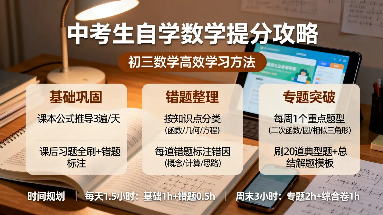 中考生如何自学数学,初三数学提分最快的学习方法有哪些?