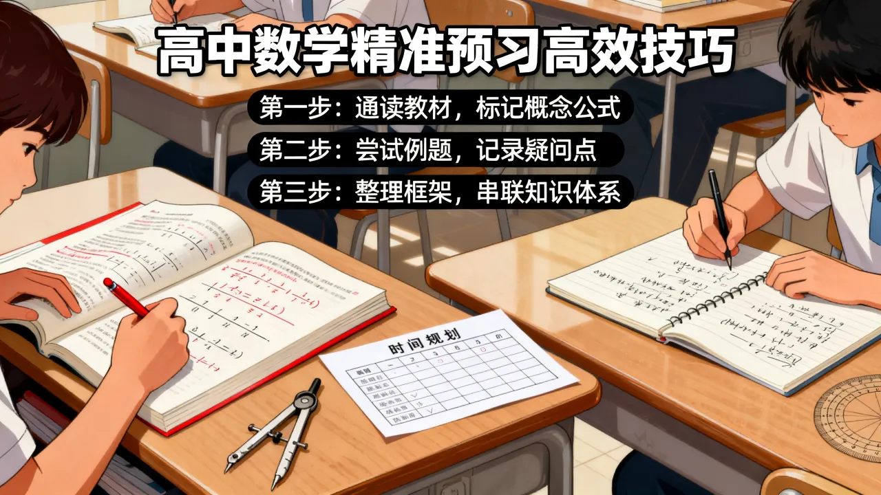 高中数学如何精准预习，预习高中数学有什么高效技巧？
