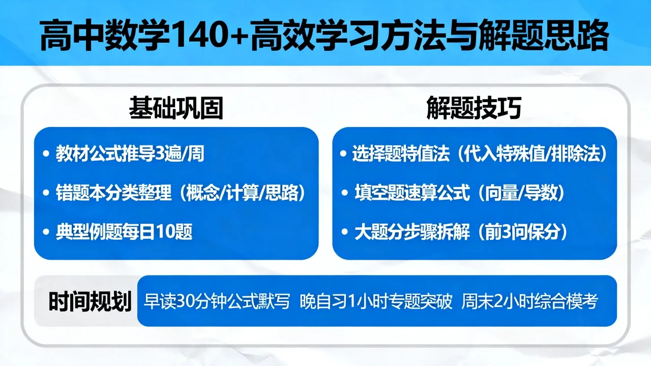 高中数学如何上140,有哪些高效学习方法和解题思路?