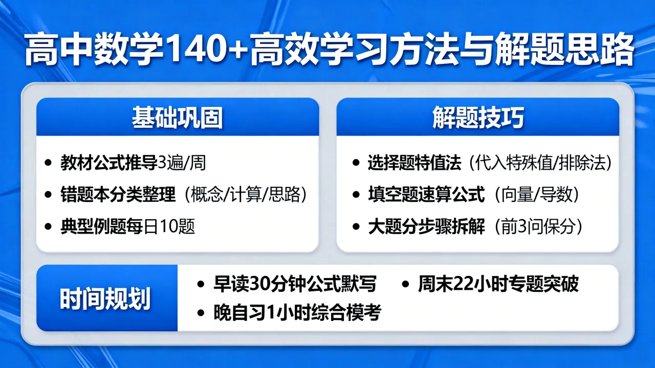 高中数学如何上140,有哪些高效学习方法和解题思路?