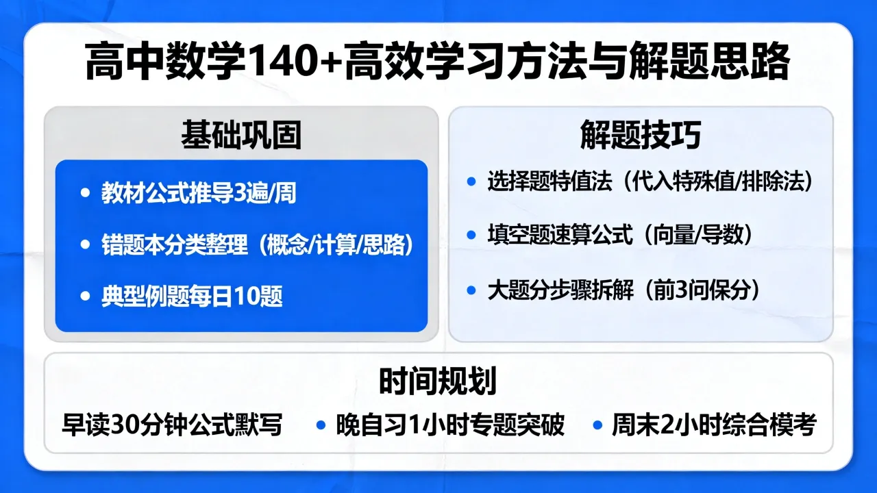 高中数学如何上140,有哪些高效学习方法和解题思路?