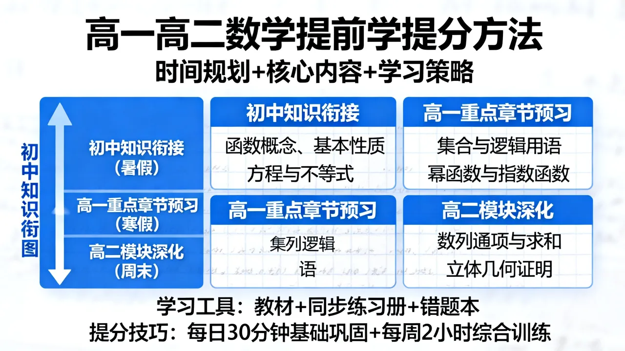如何提前安排高中数学？高一高二数学提前学提分方法
