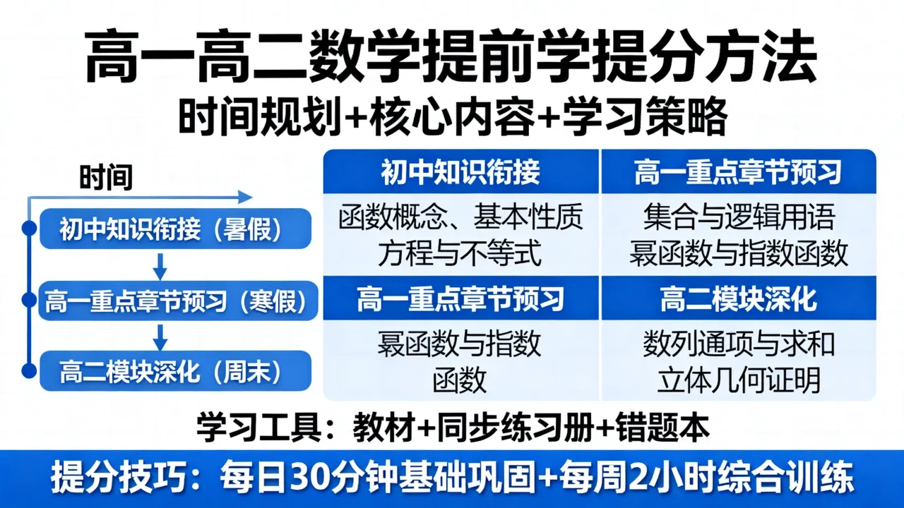 如何提前安排高中数学?高一高二数学提前学提分方法