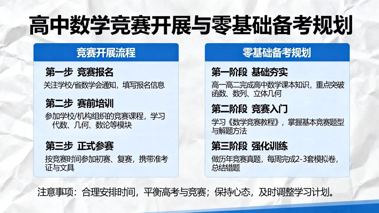 如何开展高中数学竞赛？高中数学竞赛零基础怎么规划备考？